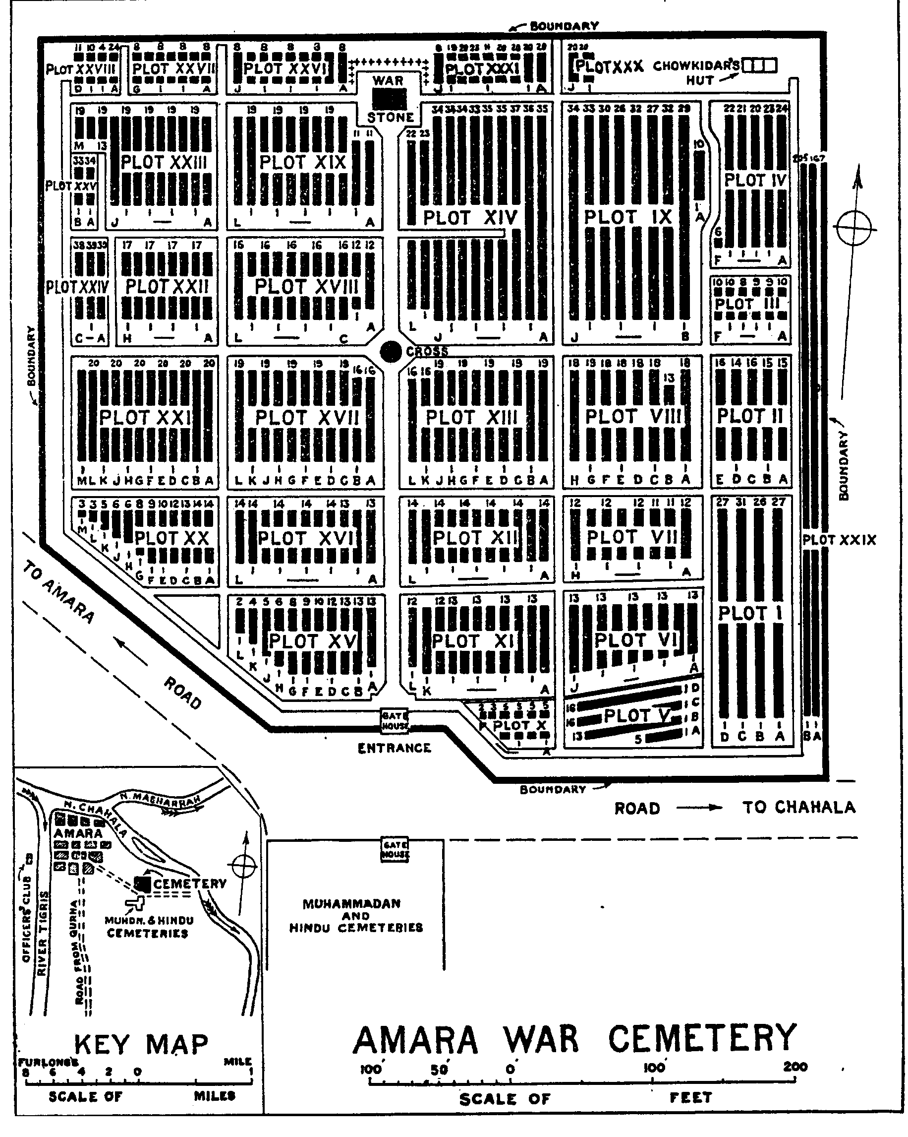 Amara War Cemetery Plan showing plot layout