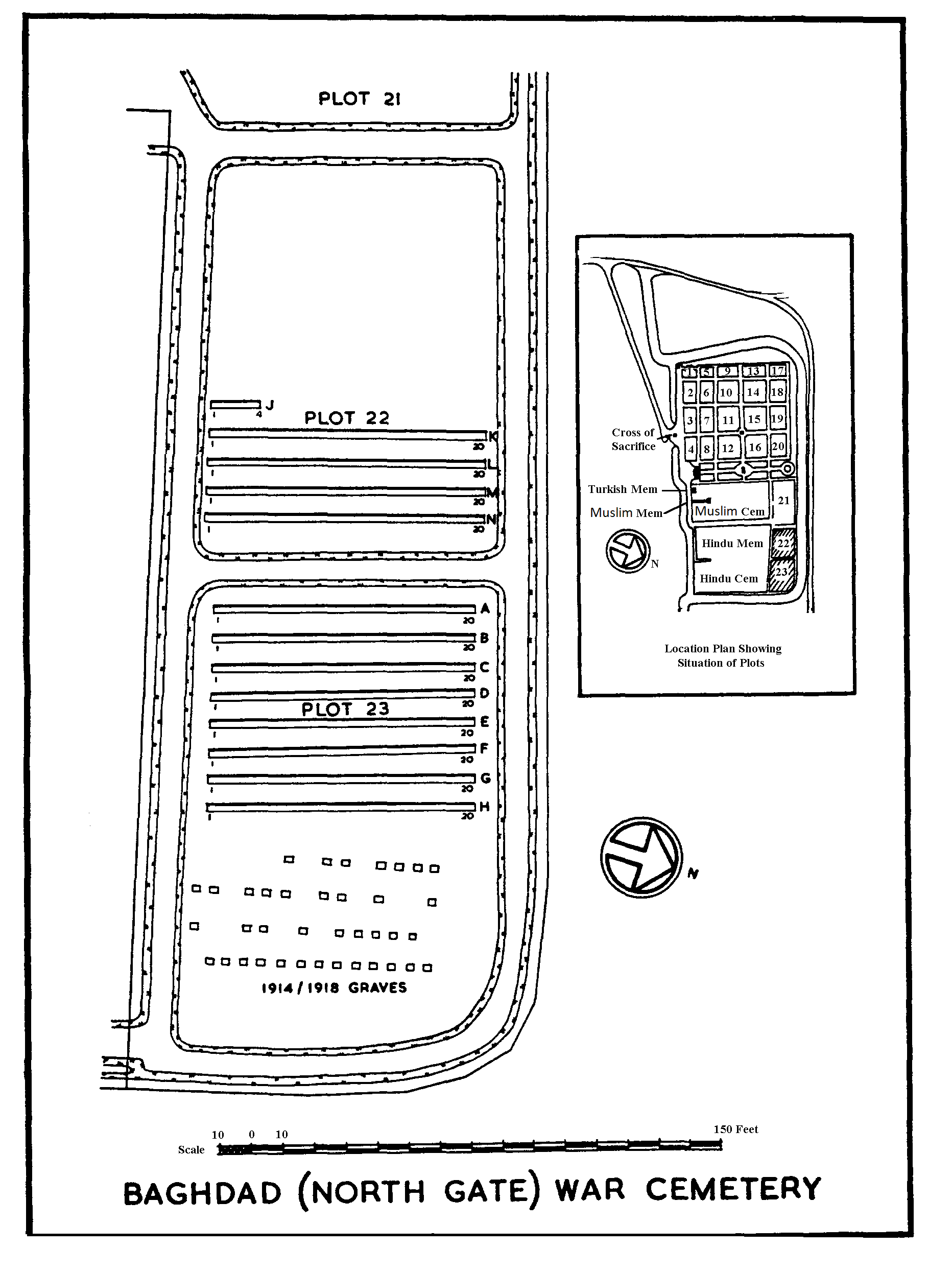 Baghdad North Gate War Cemetery Plan showing plot layout