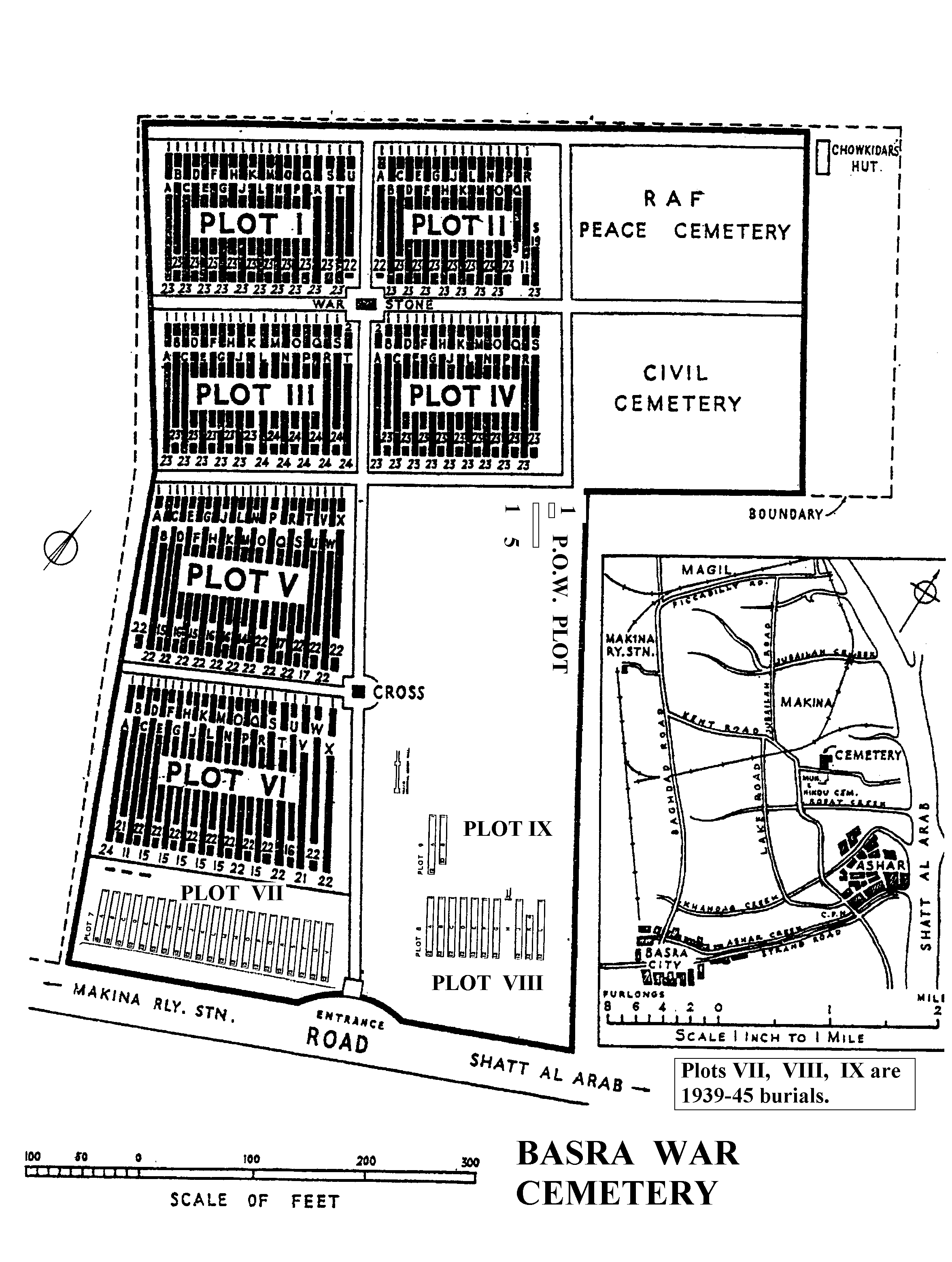 Basra War Cemetery Plan showing plot layout