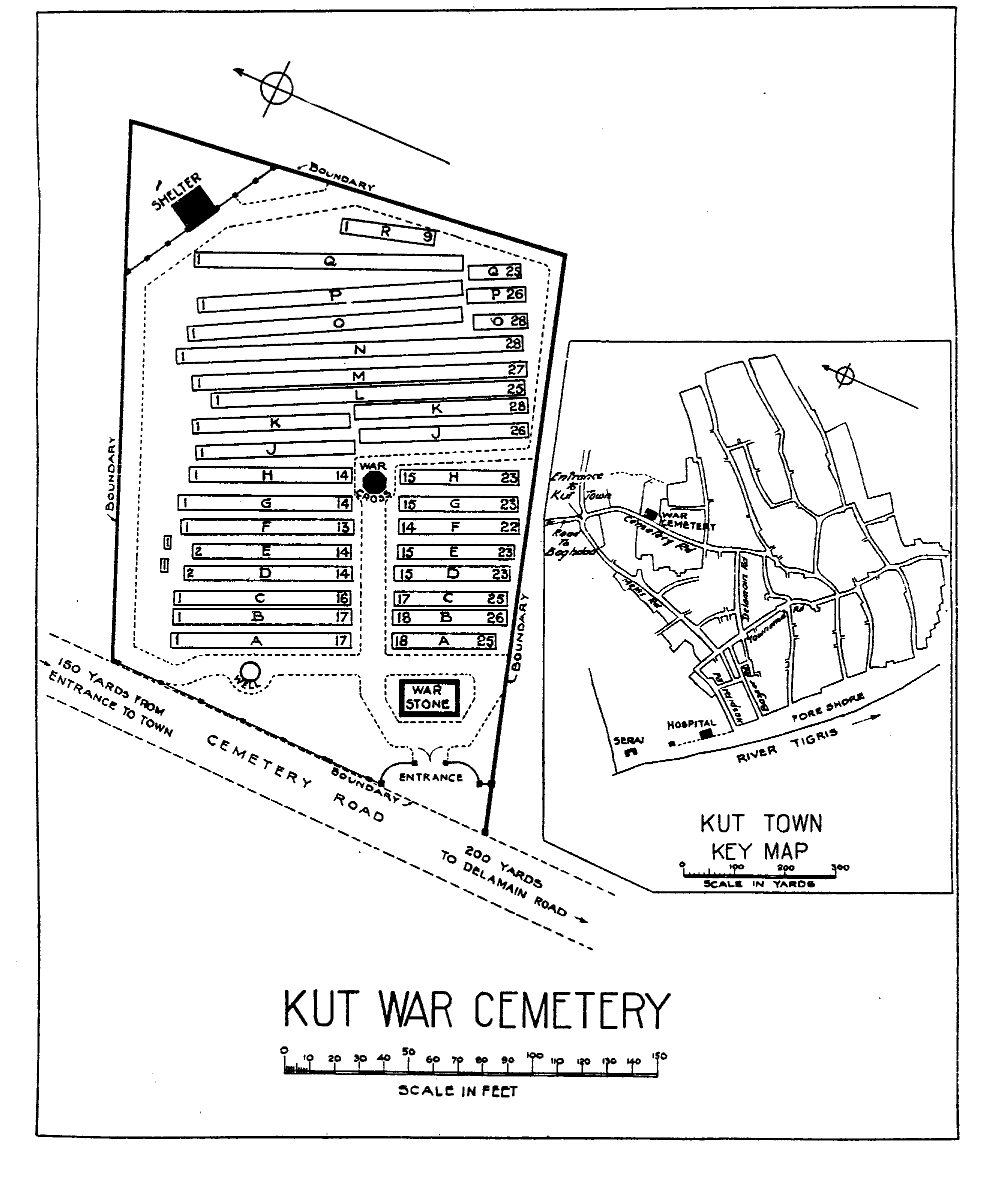 Kut War Cemetery Plan showing plot layout