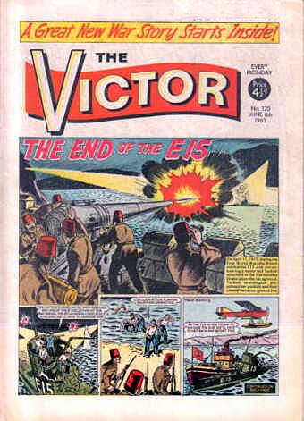 Cover of The Victor comic, No. 120, June 8th 1963, featuring 'The End of the E15' depicting the loss of the British submarine E15.